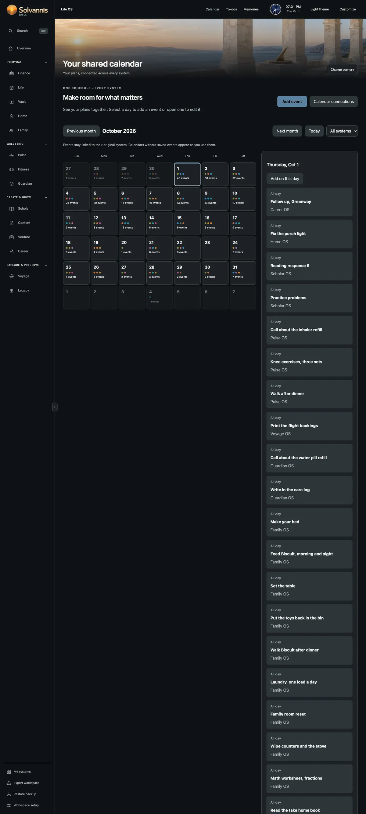 Shared calendar across all boards